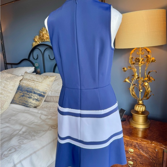 Tanya Taylor Blue and White Mini Scuba Dress - Picture 6 of 14